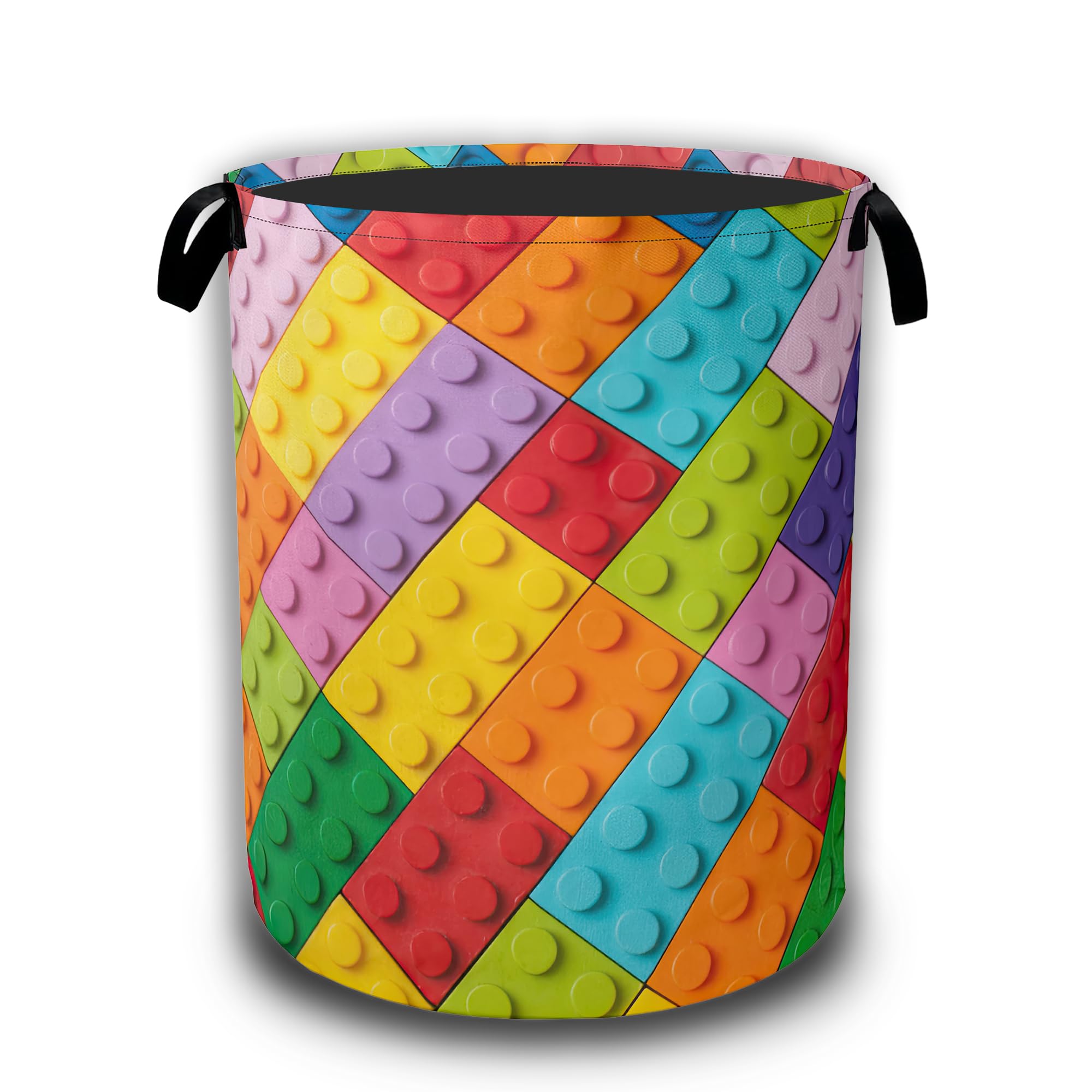 Colorful Building Blocks Laundry Basket,Waterproof Foldable Laundry Hamper,Dirty Clothes Baskets, Linen Bin Storage Organizer Collection 16" x 20.8"