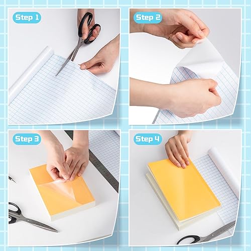Miniatura 5 de Tatuo Funda adhesiva transparente para libros, rollo de papel de contacto transparente de 17.7 x 5 pies, protector autoadhesivo transparente para