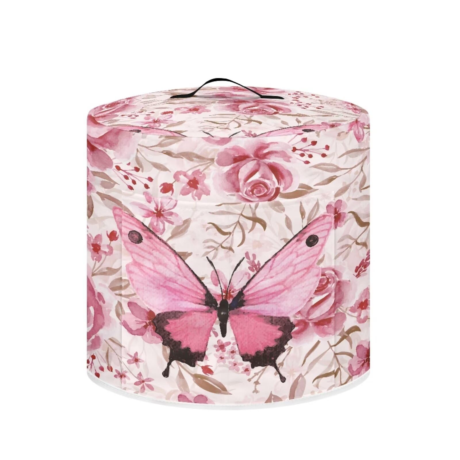 YUVAMAGIMO Pink Butterfly Air Fryer Cover Comfortable Kitchen Appliance Dust Cover Handy and Convenient with Accessory Pocket Pressure Cooker Cover Universal Size Kitchen Accessory Decoration