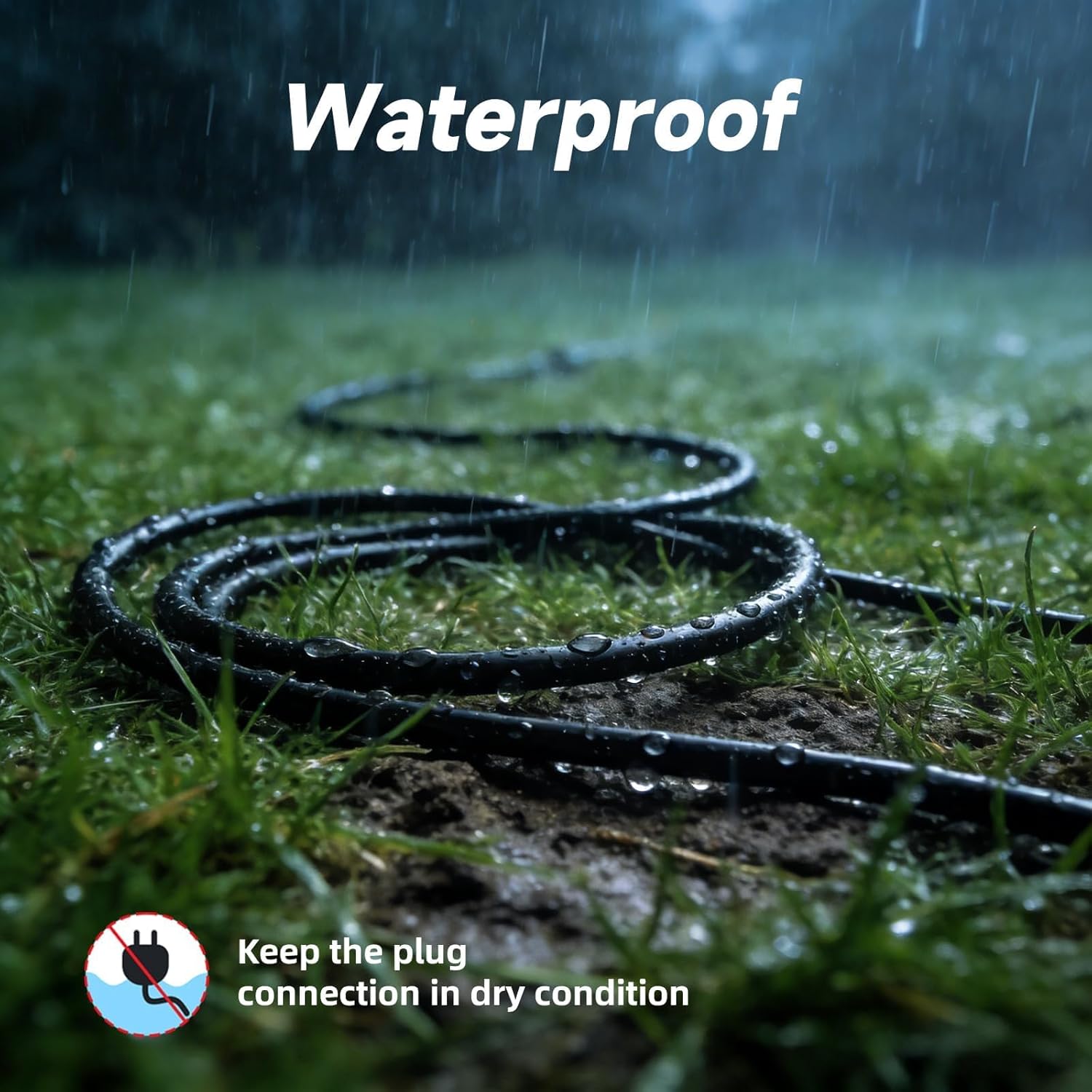 EP 12/3 6 FT Indoor Outdoor Black Extension Cord Waterproof, 12 Gauge 3 Prong Power Cord Flexible Resistant Appliance Extension Cable Electric Cable Outside, 15A 1875W 12AWG SJTW, ETL Listed