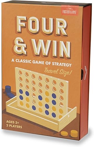 Miniatura 7 de Foster & Rye Four and Win - Juego de mesa clásico, juegos para 2 jugadores, diseño vintage de madera, juego de mesa