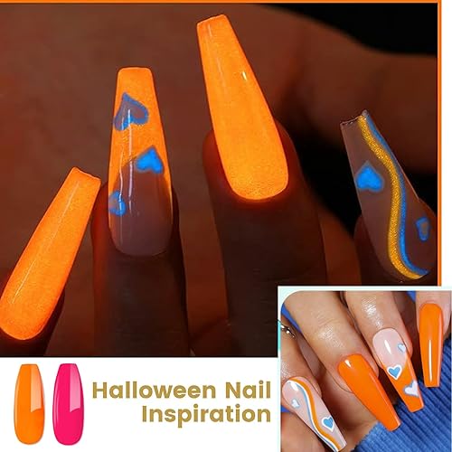 Miniatura 2 de Rechoo Euphoria - Revestimiento de gel que brilla en los rayos UV oscuro, rojo neón, rosa, naranja, esmalte de pintura en gel para uñas con