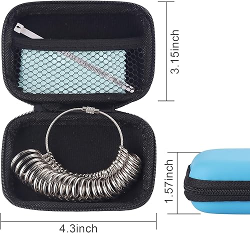 Miniatura 5 de Kit de herramientas de medición de anillo, medidores de anillos de metal para medir, herramienta de medición de tamaño de dedo con paño de pulido, 4