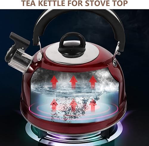 Miniatura 6 de Hervidor de té silbante para estufa, hervidor de agua para estufa en la parte superior, hervidor de té silbante Flintshire Hervidor de té silbante