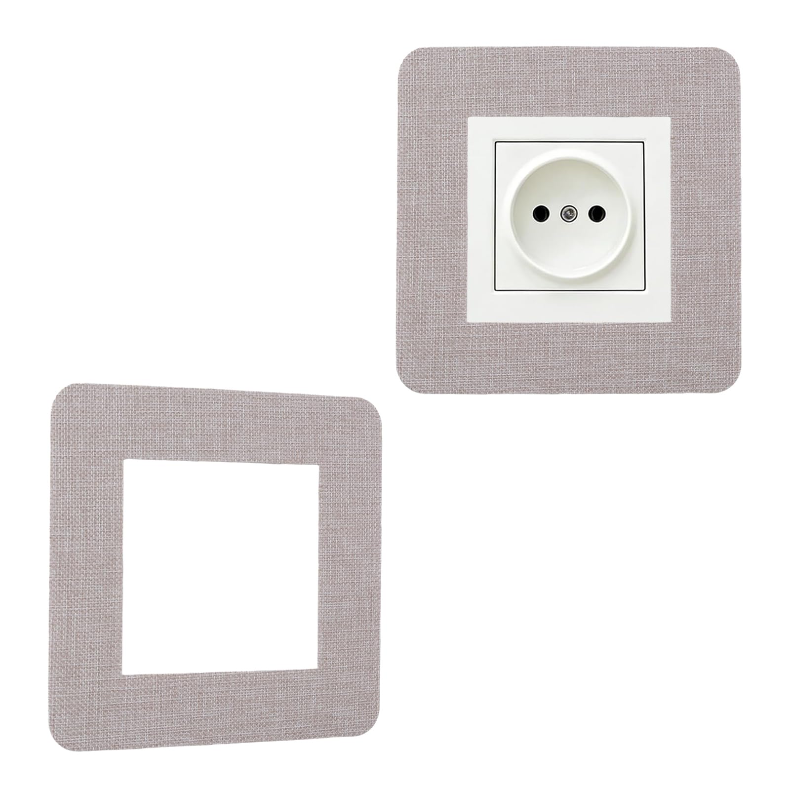 UFURMATE 2Pcs Fabric Light Switch Surround Cover, Fabric Border Sticker for 1-Gang Socket Wall Decoration Outlet Surround Protector for Home Office (Light Brown)