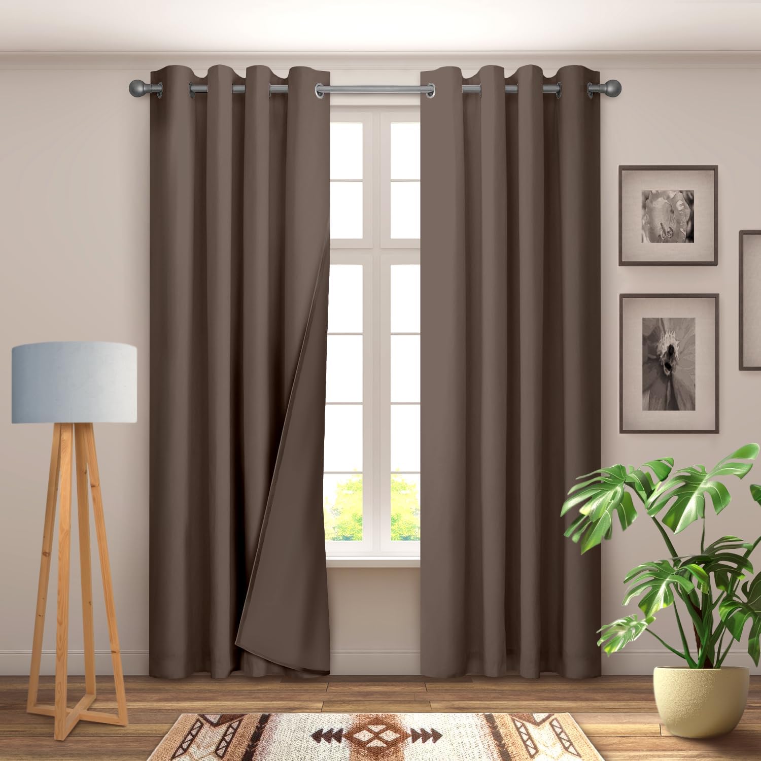 YHSF Blackout Curtains - Room Darkening Grommet Curtains for Bedroom, Living Room, Office - Solid Plain Design, Light Blocking, Thermal Insulation, Elegant Home Décor - 52x63 Inches, Two Panel, Red