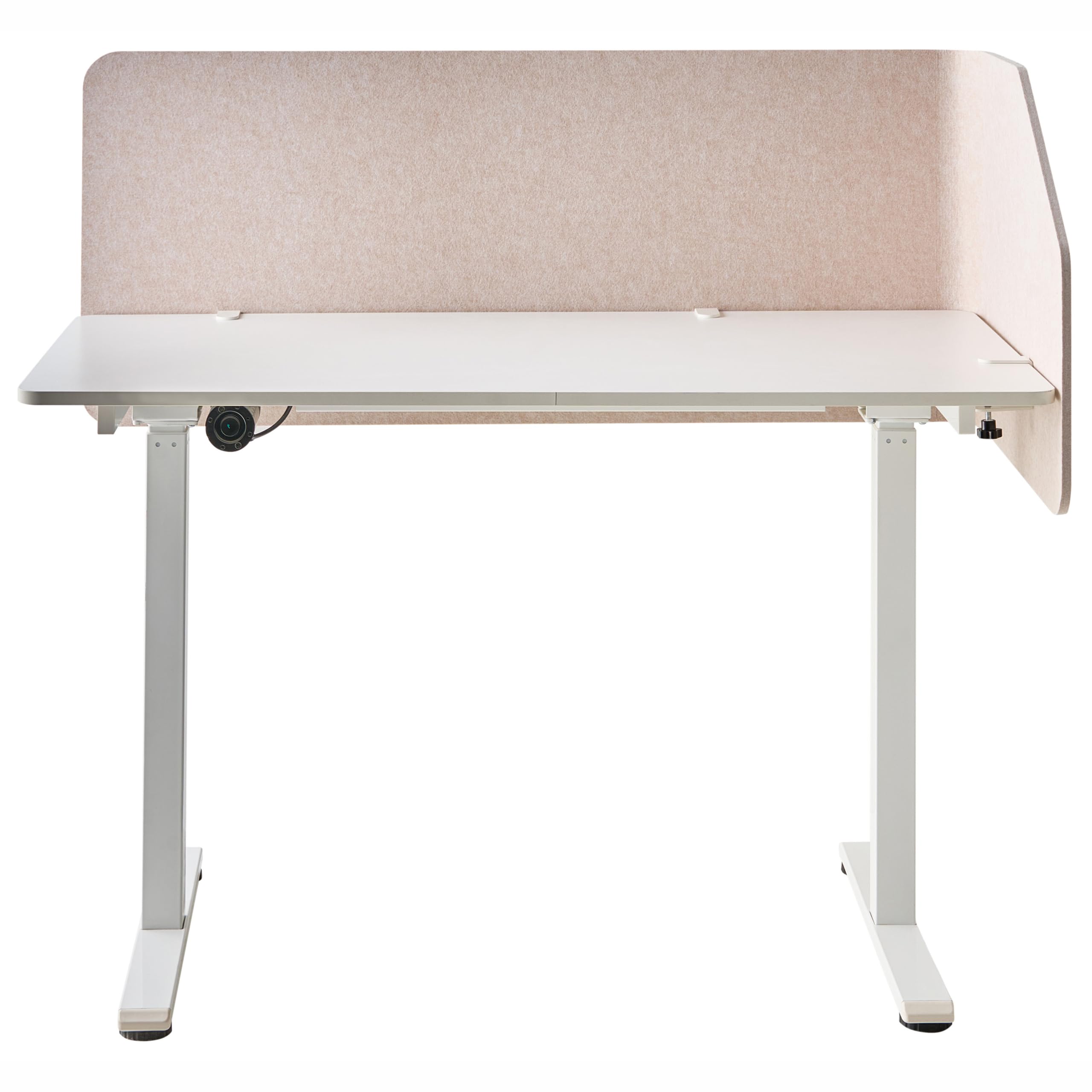 Beliani Schreibtisch Trennwand L-Form Filz Akustik Polster beige 120 x 60 x 50 cm zum Klemmen Foldy