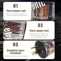 Vista 6 de 2 piezas de relé intermitente de 2 pines para auto, 20A 12V, carcasa redonda transparente, relé intermitente rápido, indicador de señal de giro LED