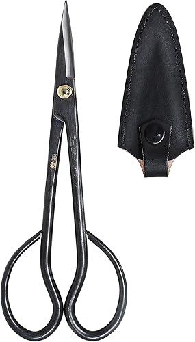 KaKUrI Satsuki Bonsai Tijeras 7" (180 mm) Herramienta Bonsái profesional, acero al carbono japonés, negro, fabricado en Japón (47824)