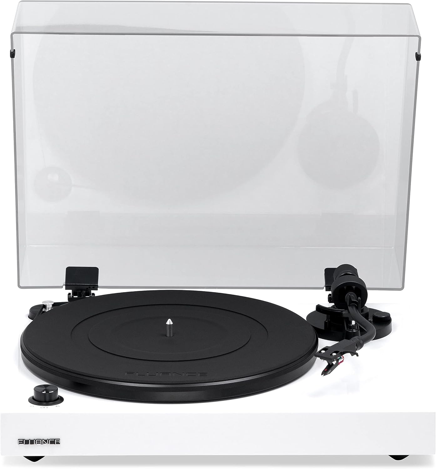 Fluance RT82 Reference High Fidelity Vinyl Turntable Record Player with Ortofon OM10 Cartridge, Speed Control Motor, High Mass MDF Wood Plinth, Vibration Isolation Feet - Piano White