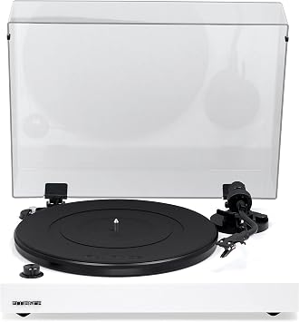 Fluance RT82 Reference High Fidelity Vinyl Turntable Record Player with Ortofon OM10 Cartridge, Speed Control Motor, High Mass MDF Wood Plinth, Vibration Isolation Feet - Piano White