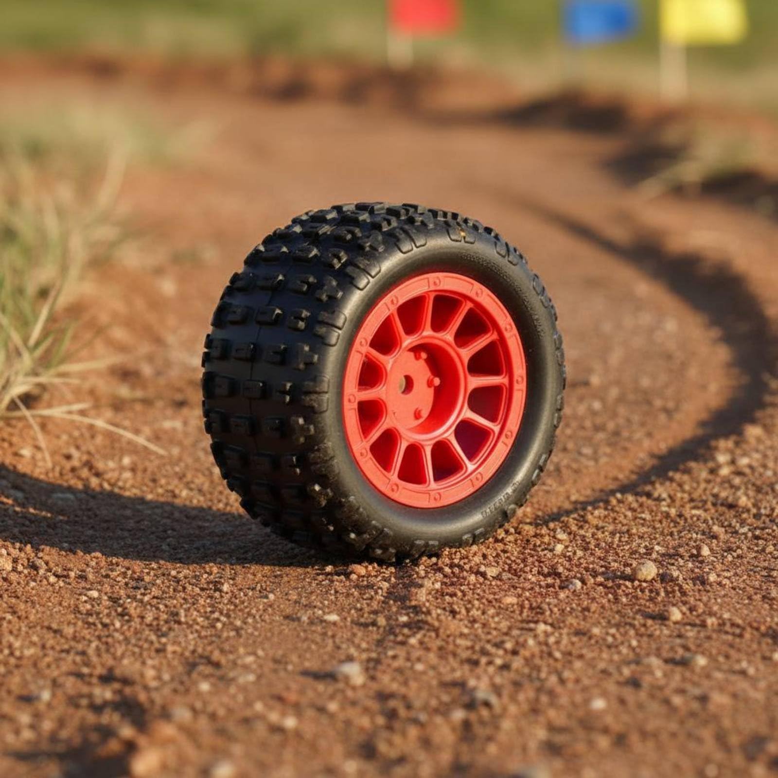4 Stück RC Auto Reifen Modellreifen Rädersatz Profil Geländegängigkeit Material für 1/18 Wiese Schotter Strecke, Schwarz