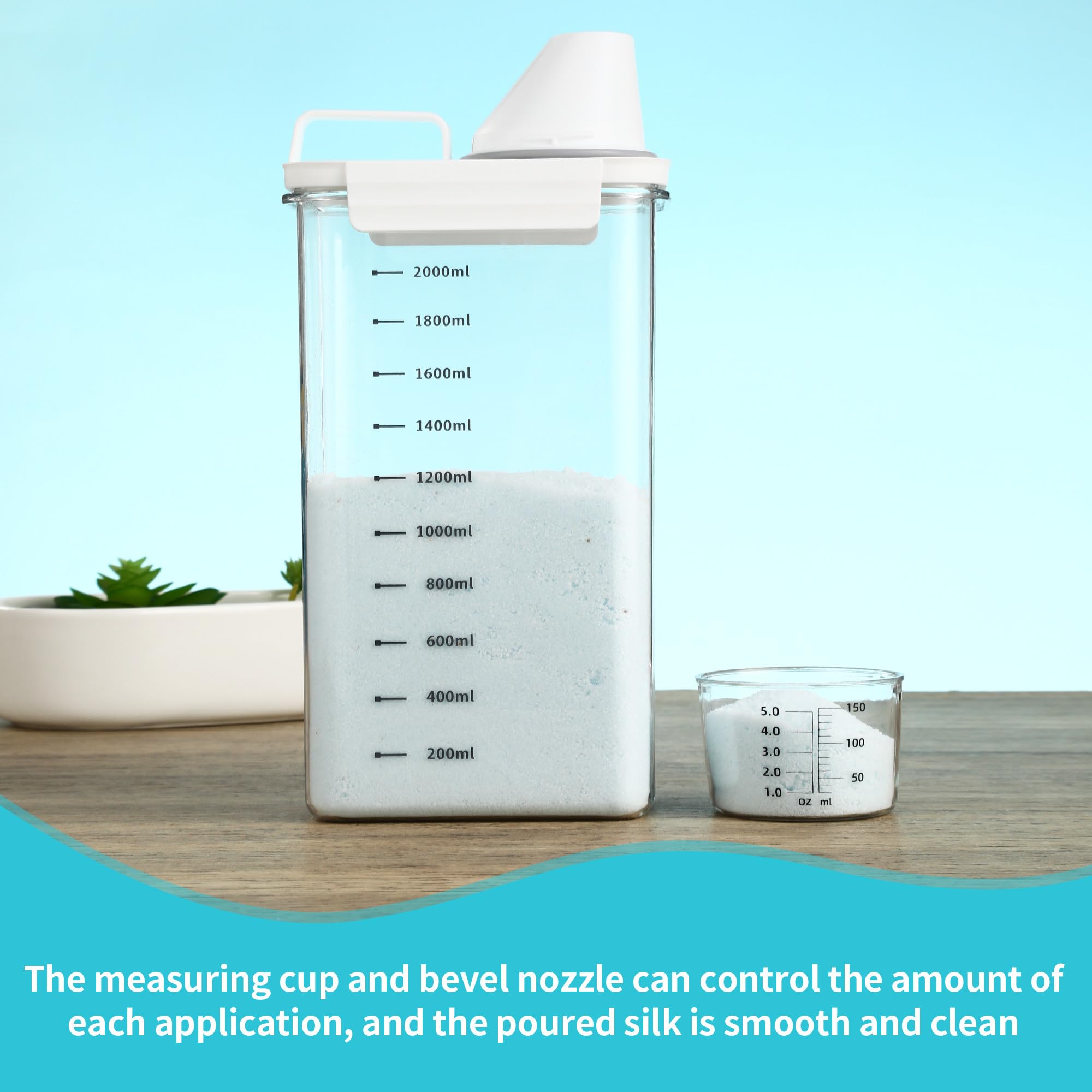 HAOYULUO Dispenser Detersivo Lavatrice,Dosatore Detersivo Lavatrice con Misurino, Contenitore per Detersivo in Polvere, Riutilizzabile, Può Essere Utilizzato per Conservare gli Alimenti (2300ML)