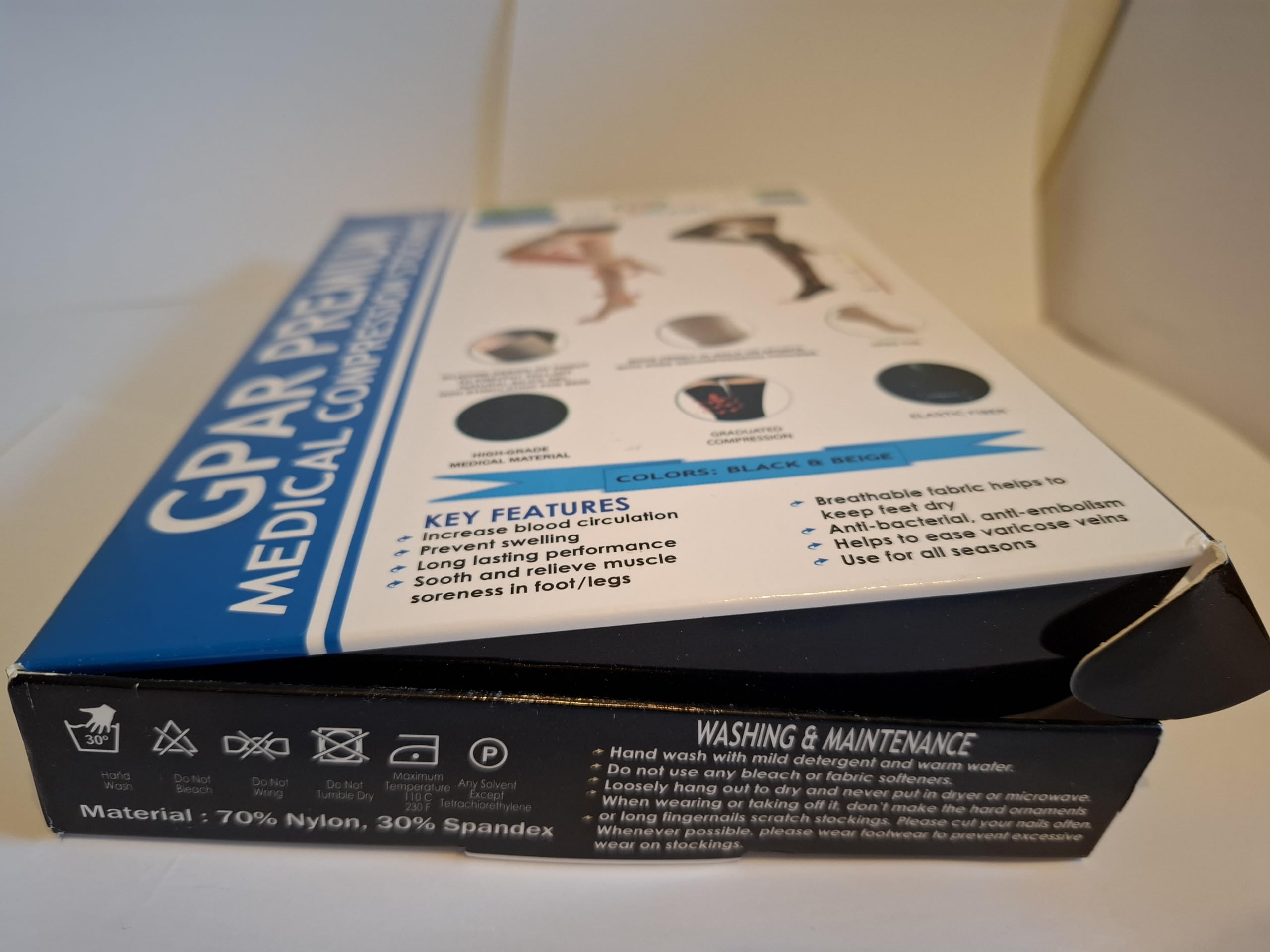 Chaussettes de compression médicales à bout ouvert, classe 2, 23-32 mmHG, pour varices, œdèmes, douleurs aux jambes, pieds enflés, varicosités - Unisexe