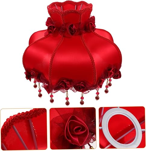 Miniatura 9 de Housoutil Pantalla de lámpara retro europea para casa de campo, accesorio de pantalla de lámpara bohemia, pantalla rústica, pantalla de lino,