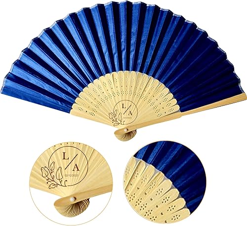 Ventilador de seda personalizado para boda, ventilador de pares de compromiso a granel, recuerdos de fiesta personalizados de seda, ventiladores