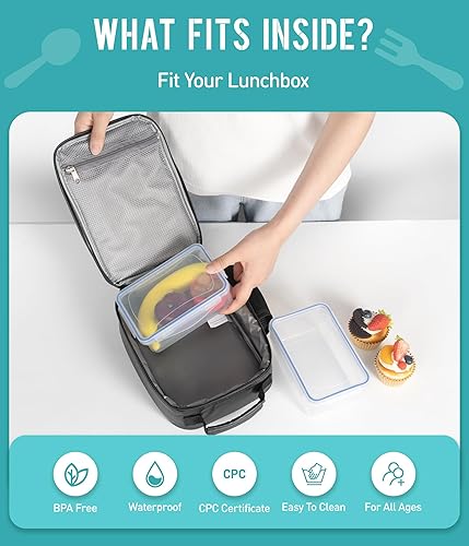 Miniatura 5 de Lonchera para niños, lonchera de cuero con aislamiento térmico para la escuela, lonchera térmica para niños, niñas, niños y adolescentes