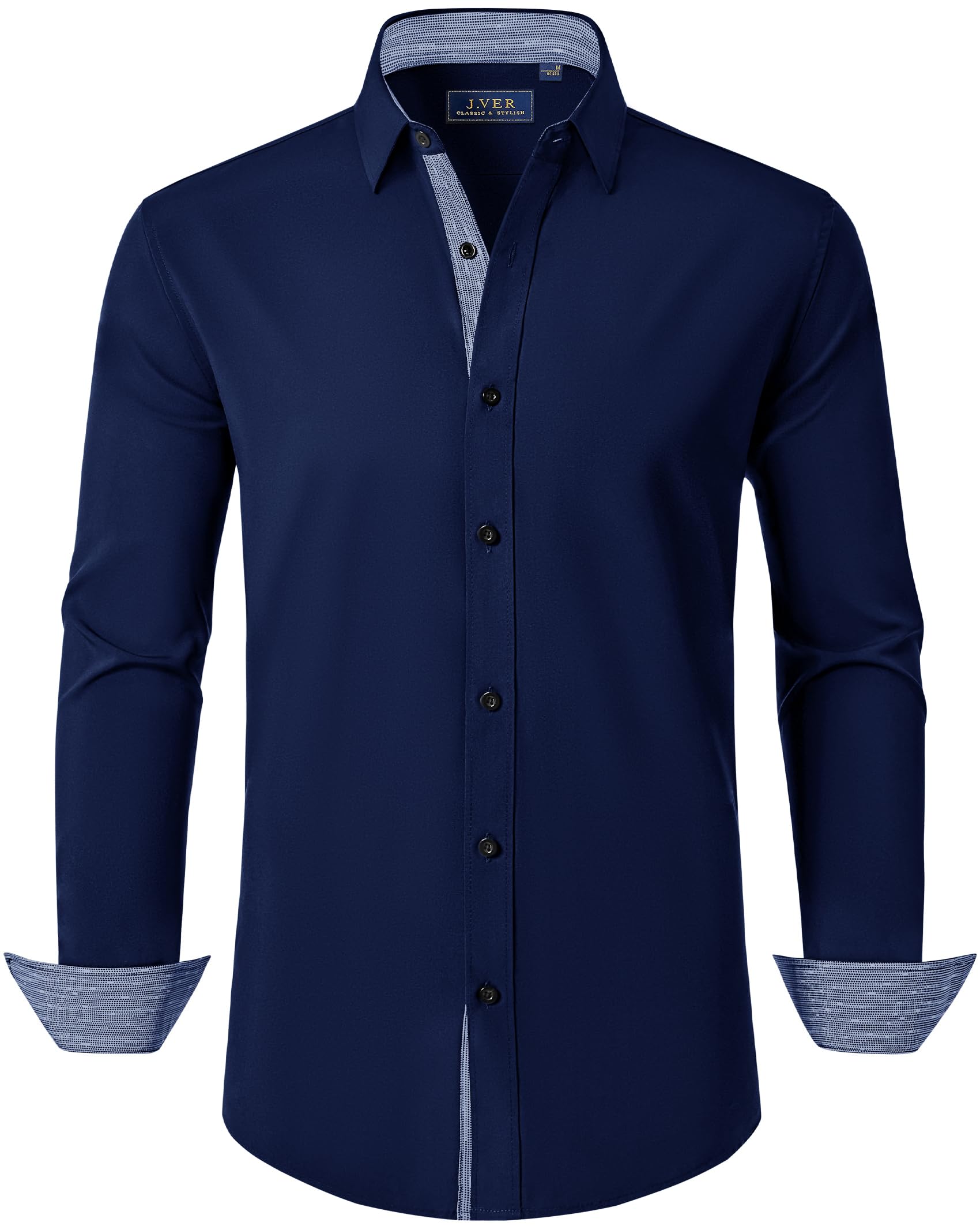 J.VER Hemd Herren Langarm Freizeithemden Regular Fit Businesshemd Männer Pflegeleicht Bügelleichtes Hemden Modische Musterhemd