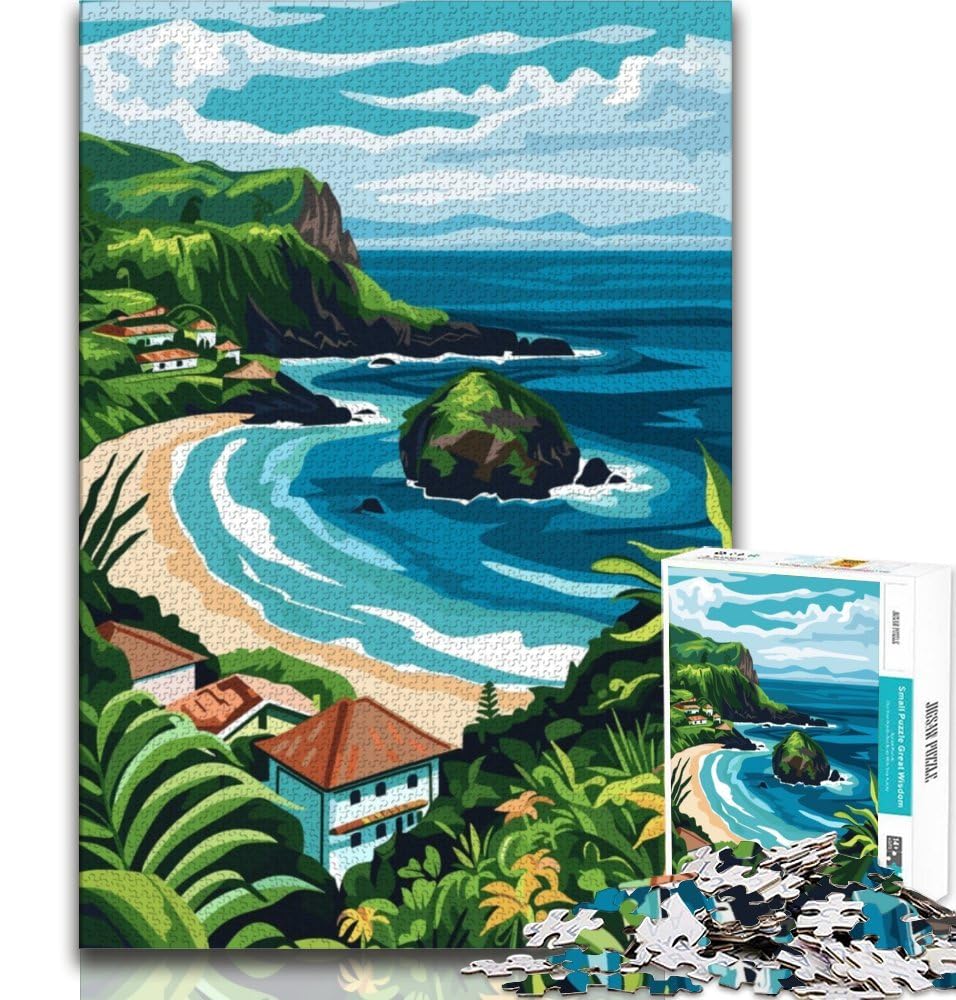 Azores Portugal Islands Jigsaw Puzzles for Adults 1000,Challenging To Complete But Fun And Humorous Educational Game for Birthday 38x26cm