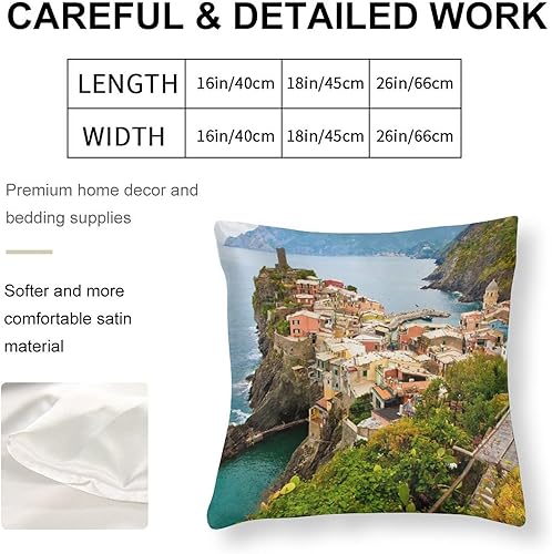 Miniatura 2 de Fundas de almohada decorativas de 18 x 18 pulgadas, fundas de almohada cuadradas de satén de la ciudad de Amalfi para sofá, dormitorio, sala de