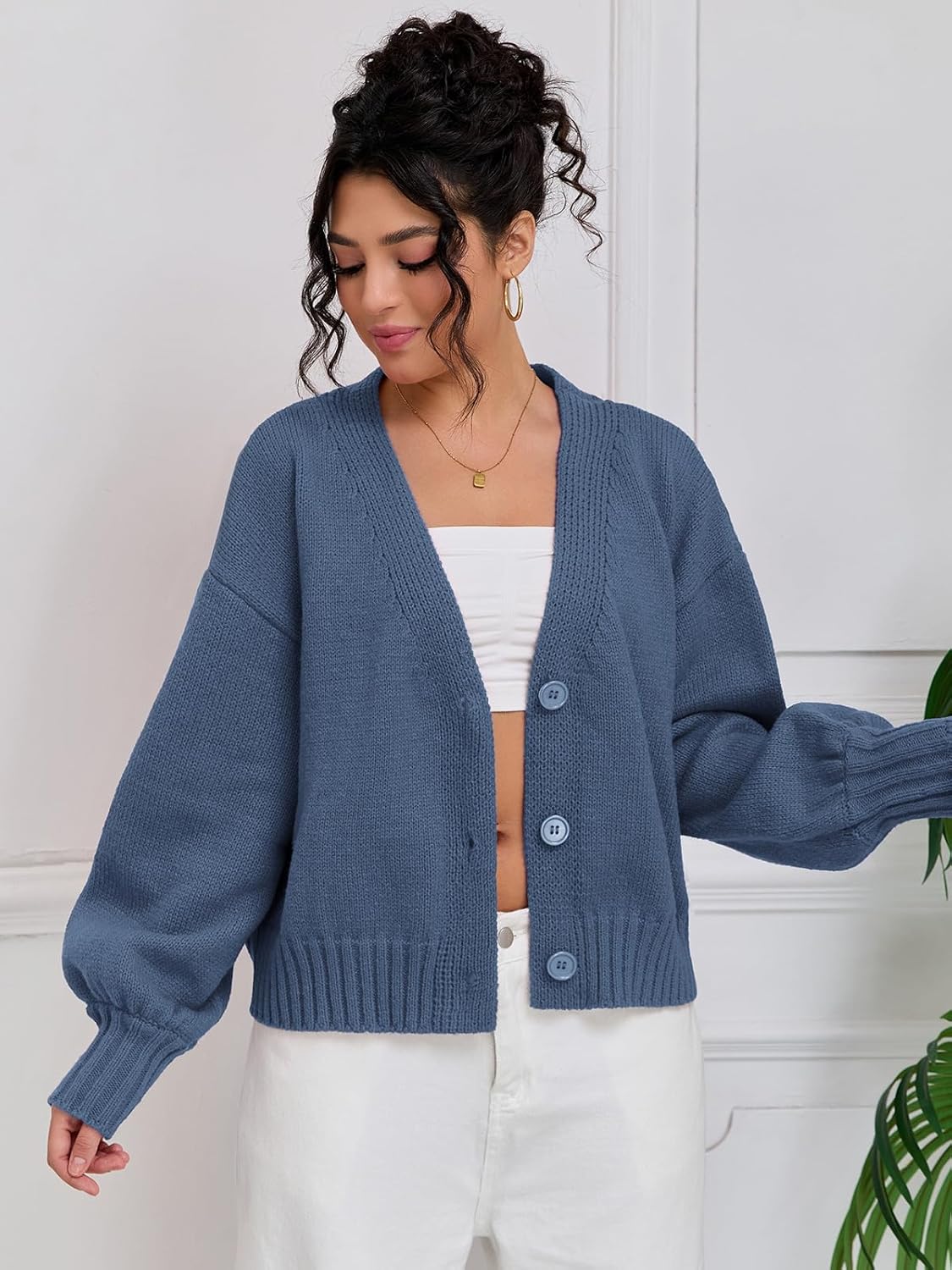 QIANXIZHAN Women's Chunky Cardigan Sweaters, V-Neck Knit Button Cropped Sweater Fall Fashion 2026 - Image 8