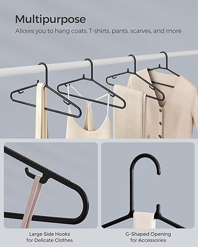 Miniatura 5 de SONGMICS Perchas de plástico, paquete de 50 perchas de ropa que ahorran espacio, perchas ligeras, para pantalones, abrigos, vestidos, azul verdoso