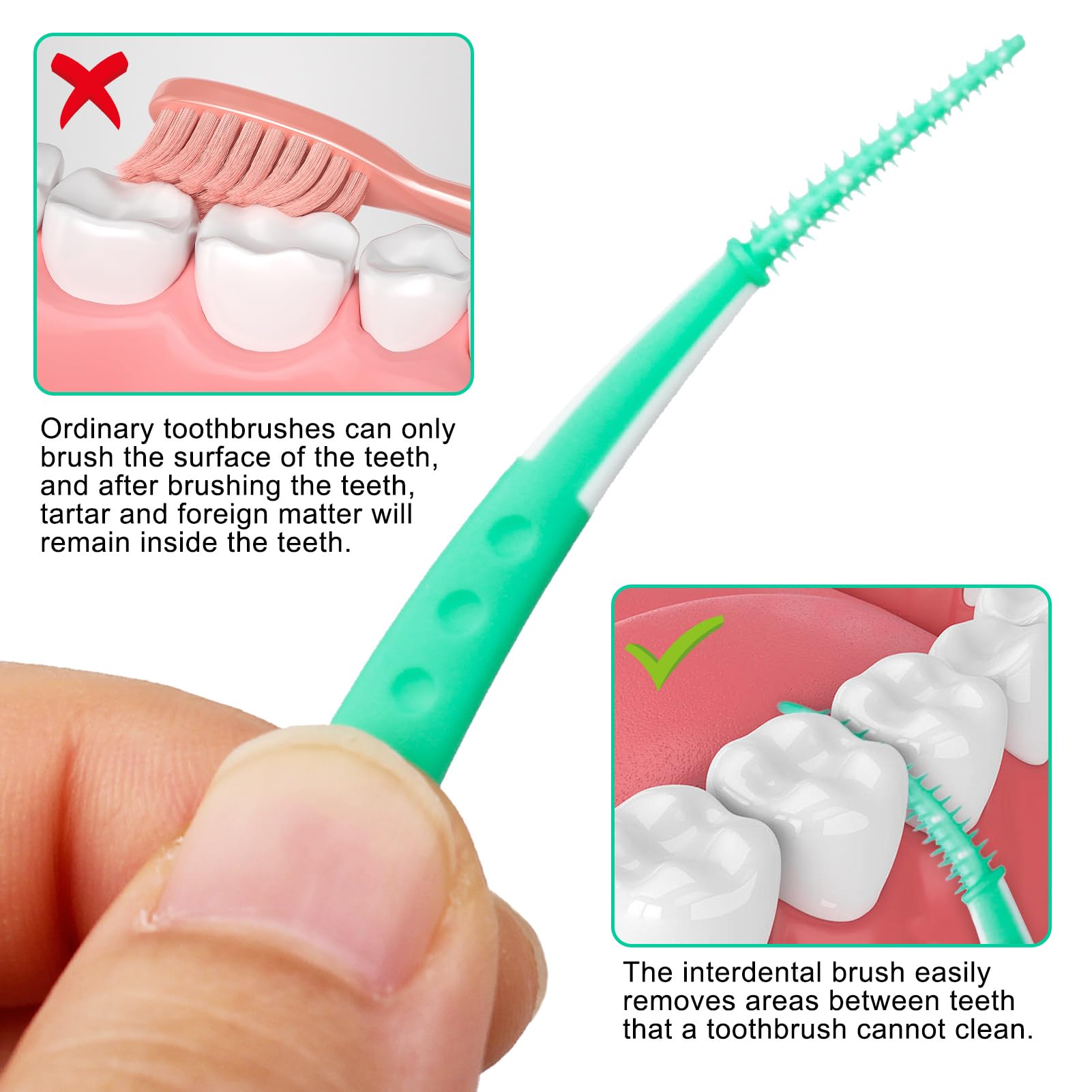 60 Pezzi Scovolini Dentali 65 cm,Scovolino Denti,Scovolini Denti,Spazzolino Interdentale,Scavolini Interdentali,Pulisci Denti,Igiene Orale,per Pulire e Massaggiare la Bocca