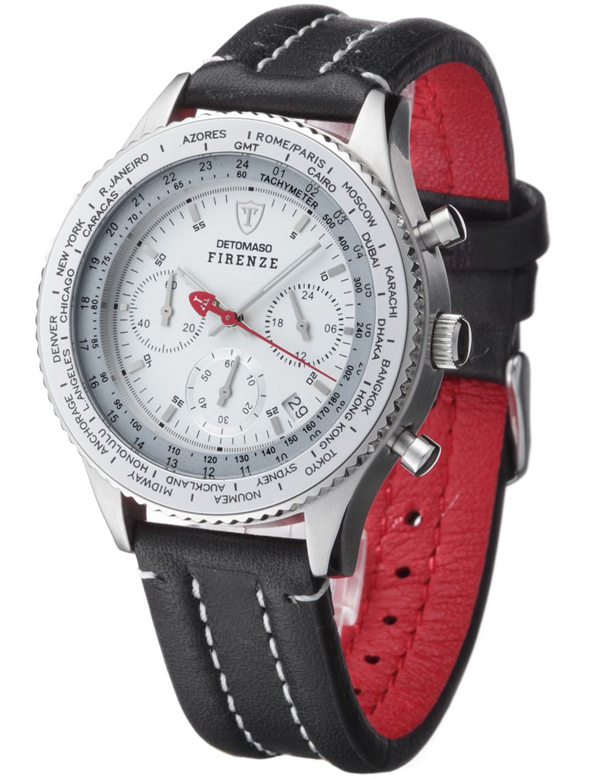 DETOMASO FIRENZE Chronograph Silver Dial Leather