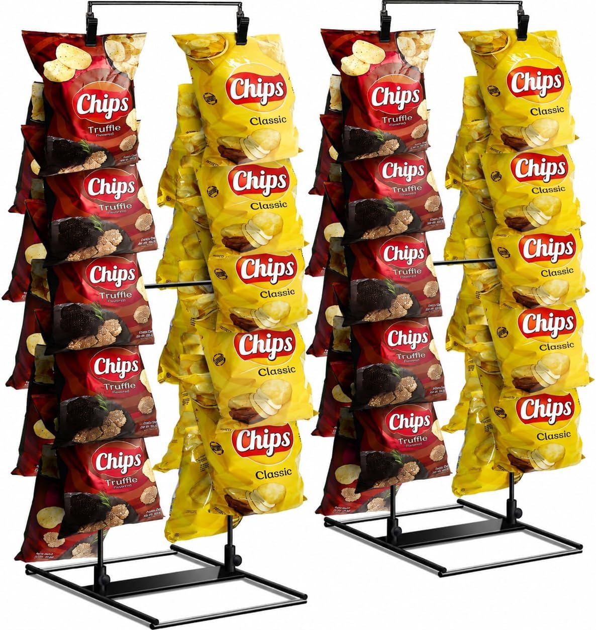 Chip Rack Display Stand 2 Pack, 24 Clips Potato Chip Display Rack