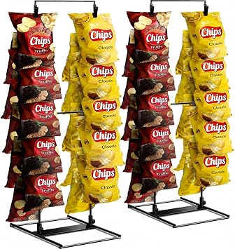 Chip Rack Display Stand 2 Pack, 24 Clips Potato Chip Display Rack