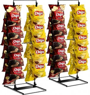 Chip Rack Display Stand 2 Pack, 24 Clips Potato Chip Display Rack
