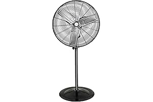 30” Inch Commercial-Graded Heavy-Duty Oscillating Standing Fan with 3-Speed, Adjustable Height, Metal...