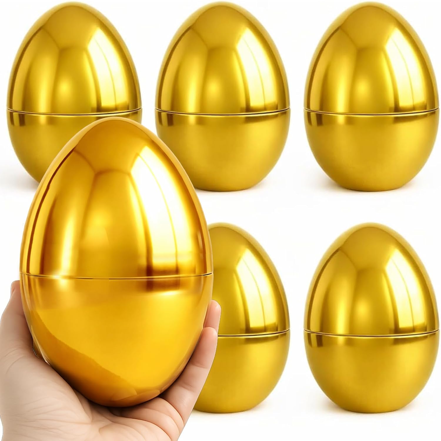 GiftExpress Pack of 6, 6" Gold Easter Eggs - Adult & Kid Party Toys for Gift Baskets or Egg Hunt Décor
