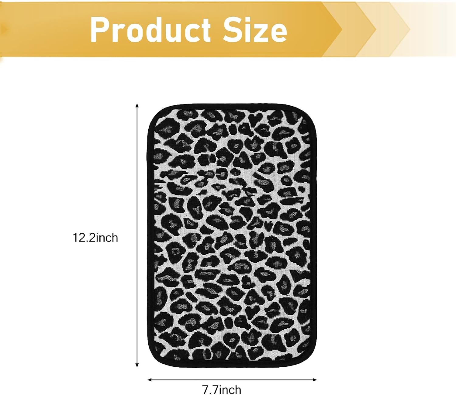 1 PC Car Center Console Armrest Pad, Leopard Cheetah Print Car Armrest Cover, 7.68" x 12.2" Breathable Anti-Slip Auto Interior Decor, Universal for SUV Sedan Truck (Black)