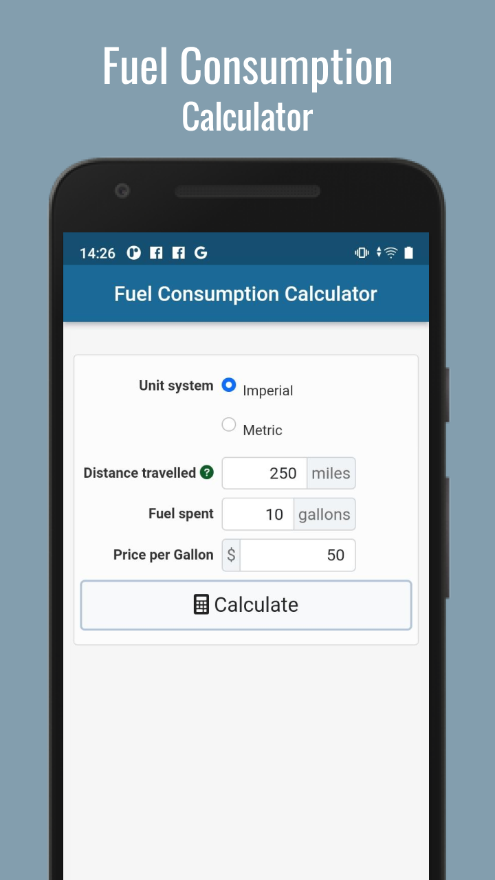 Fuel Consumption Calculator App on Amazon Appstore