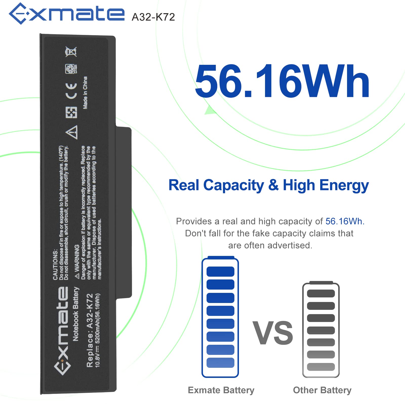 CRLYLC Batteria A32-K72 A32-N71 per Portatile ASUS K72 K72F K72J K73S K73SV N71 N71J