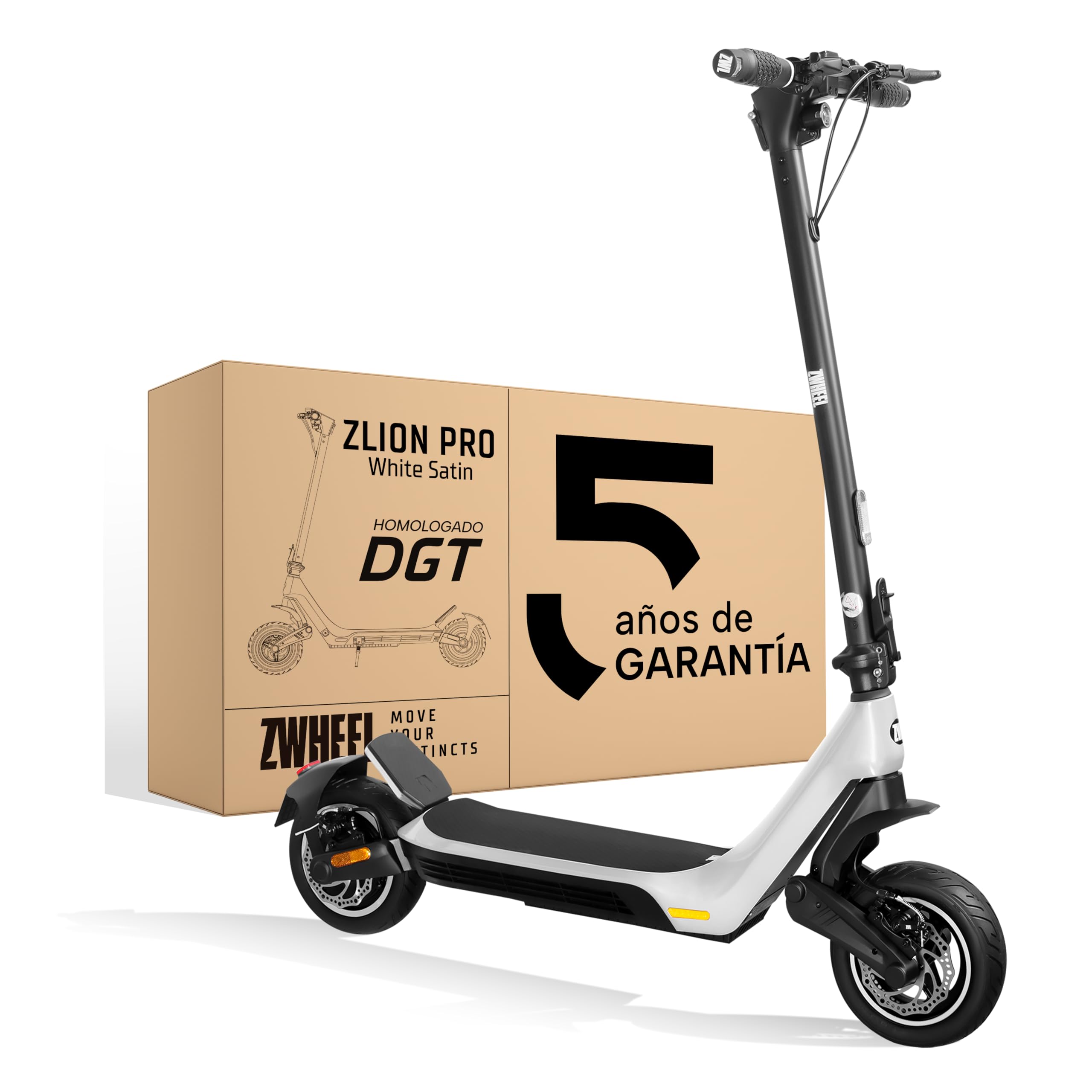ZWHEEL Zlion Pro | Patinete Eléctrico Adultos Homologado DGT - 1200W MAX, 40-45km Autonomía, Regeneración al Frenar, Doble Freno, Ruedas 10" Tubeless Autosellable, Pantalla Avanzada, App y IP54