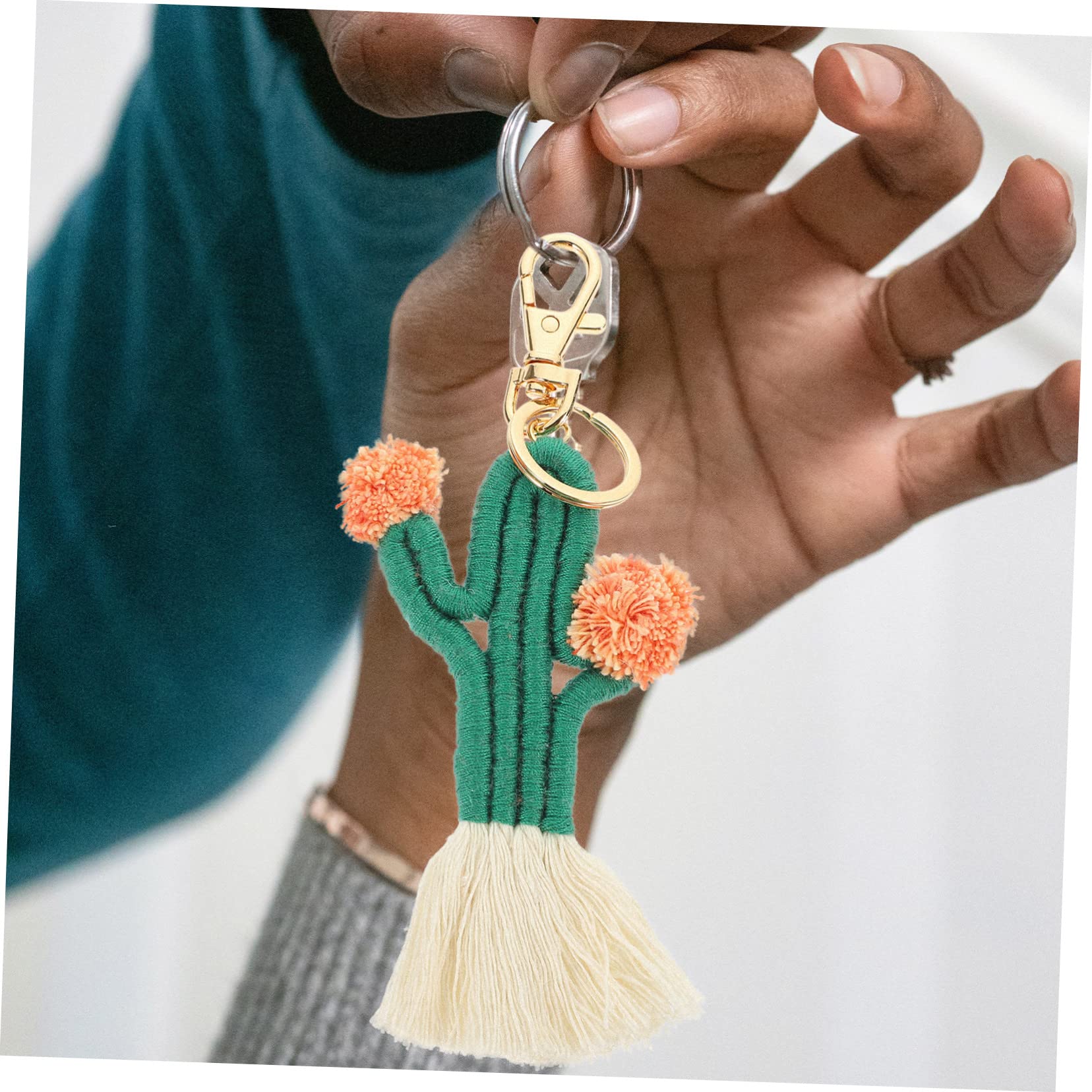 TOYANDONA 5stücke Handgefertigter Kaktus Schlüsselanhänger Makramee Boho Stil Dekorativer Taschenanhänger Schlüsselband Für Schlüssel Handtaschen Und Rucksäcke Perfektes Für