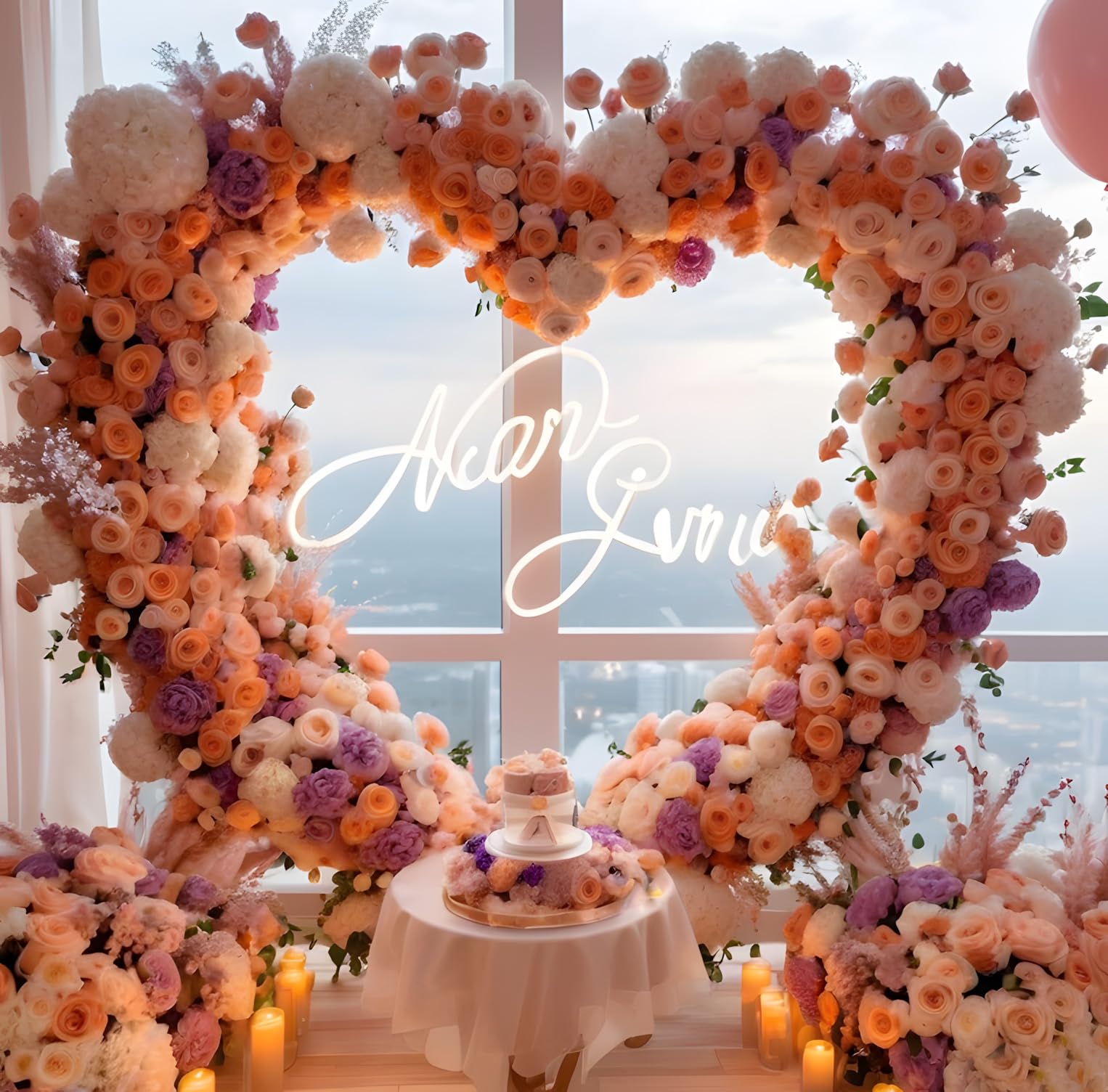 Corazón de boda, kit de arco de globo de metal, soporte de para boda, flores en forma de corazón, marco de, juego de arco, para bodas, baby shower, fiesta de cumpleaños