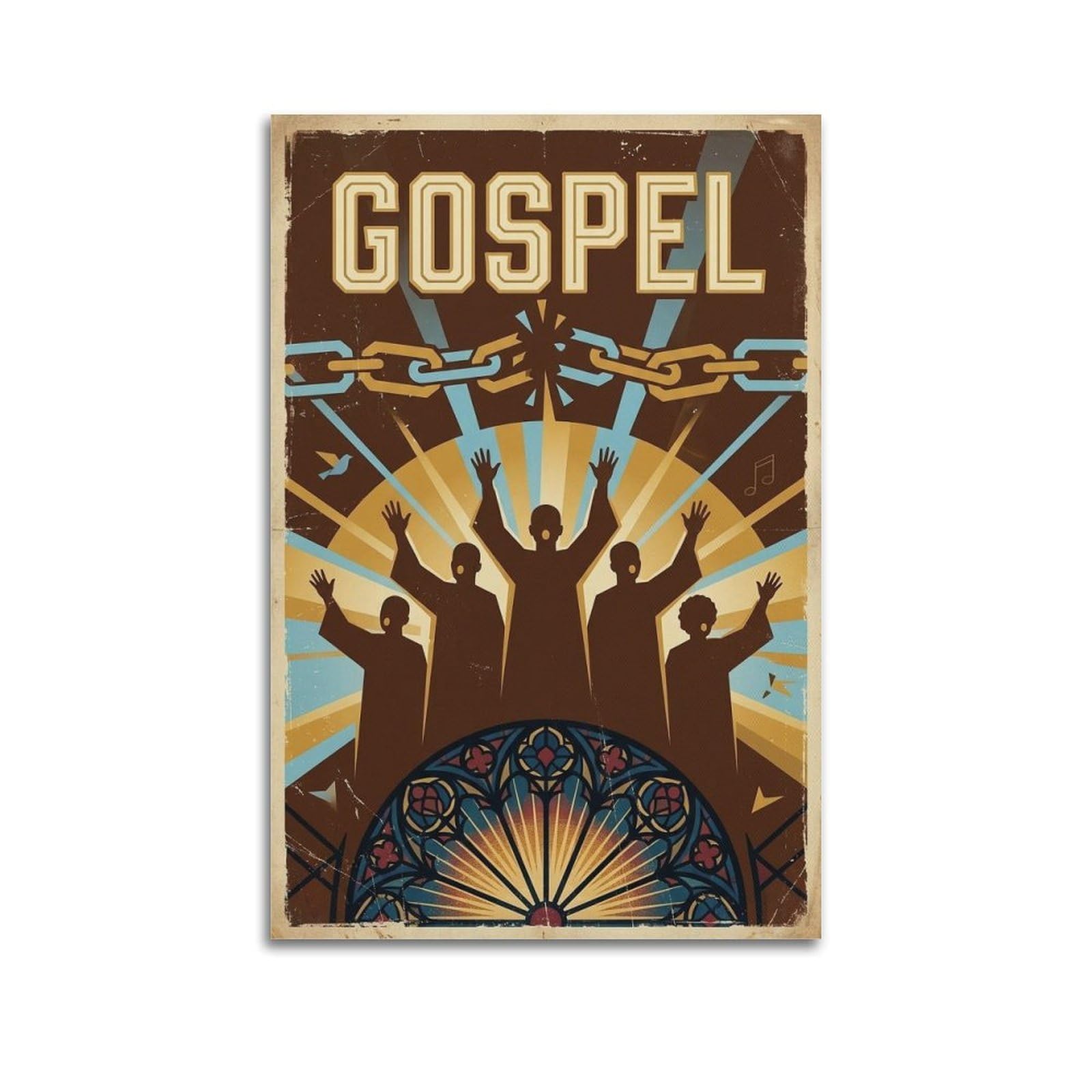 XKUGA Retro Christian Gospel Choir Freedom Poster Modern Decorative Canvas Prints - Ideal Wall Art for Family, Man Cave, Game Room, Boys & Girls Bedroom 20x30inch(50x75cm)