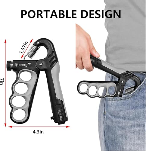Miniatura 5 de Fortalecedor de agarre de mano  11.0-220.5 lbs Ejercitador de mano ajustable Entrenador de fuerza de agarre para construcción muscular, terapia de