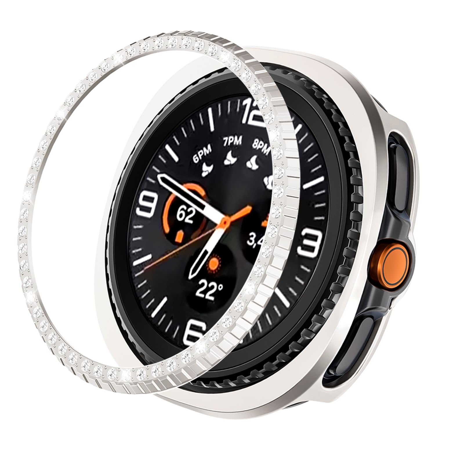 Luchantle 1 Pack Bling case Compatible for Samsung Galaxy Watch 8 Classic 46mm Case Cover PC Plated Bumper Frame Protective Shell with Glitter Diamond