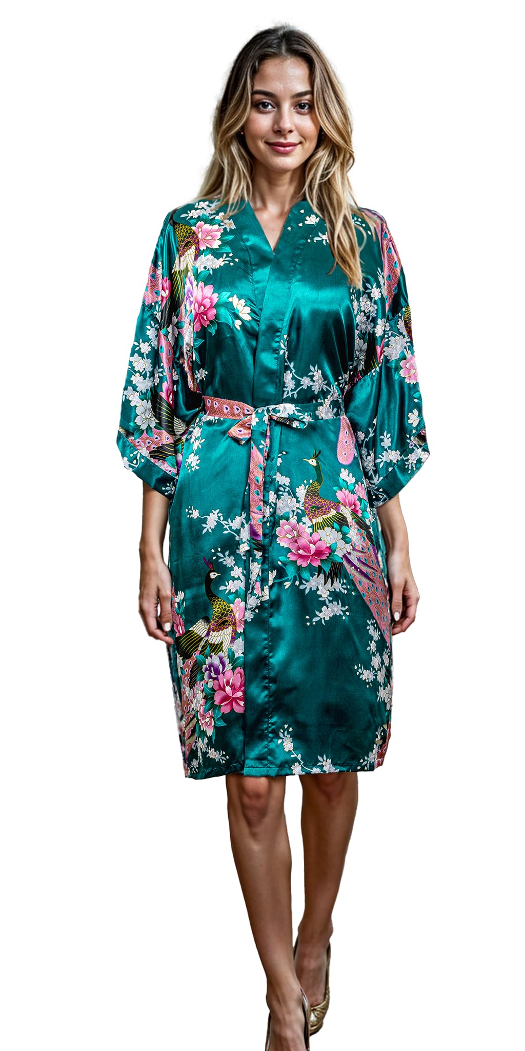 Long Kimono Robe for Women’s | Premium Peacock Long Bridesmaid Robe | Ideal for, Bridal Shower, Anniversary & Birthday Women’s Gift