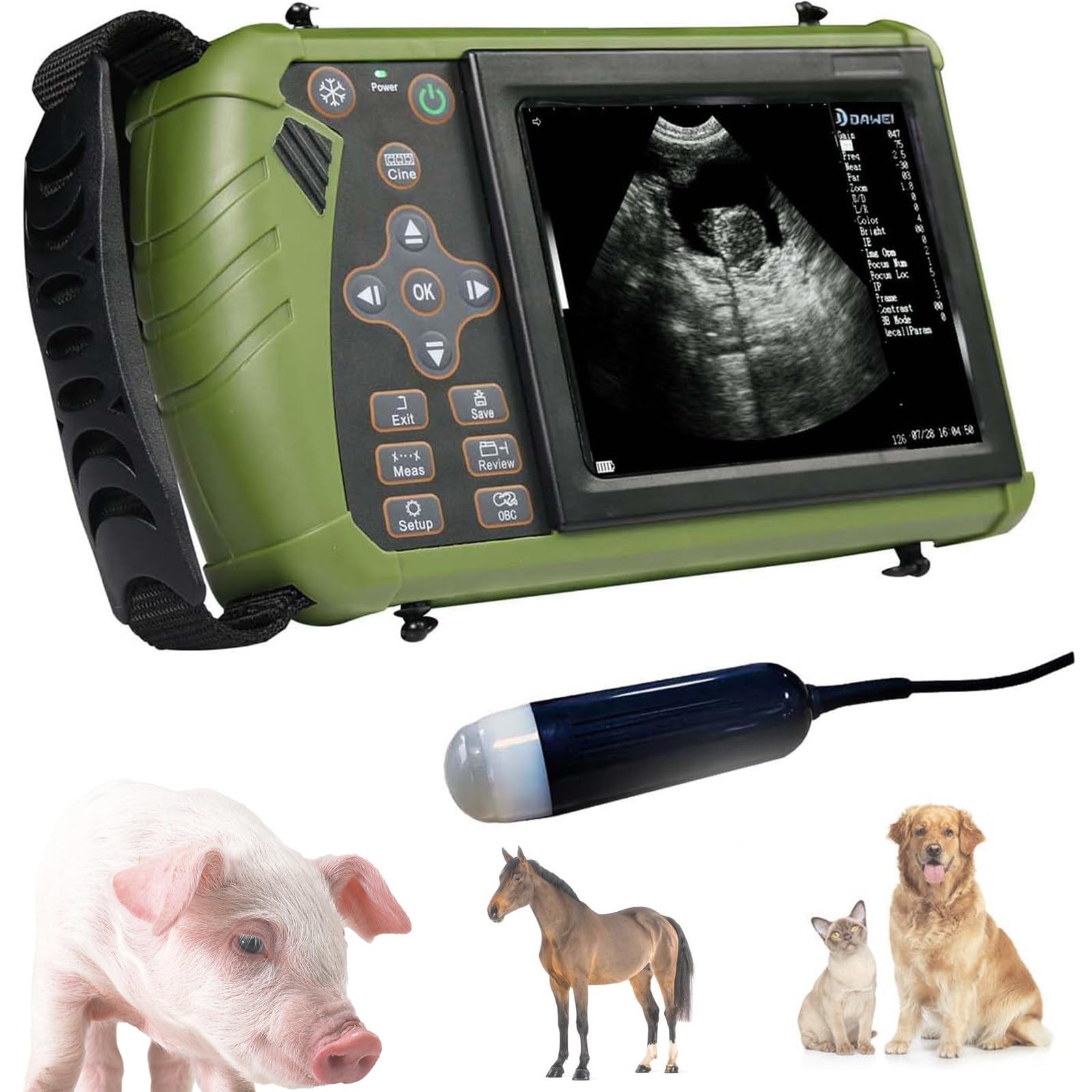 échographe Vétérinaire Professionnel avec Sonde Convexe 3,5 MHz pour Le Diagnostic Les Animaux (Moutons, Chiens, Chats et Porcs)