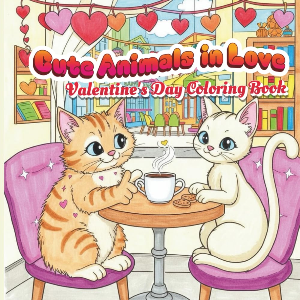 Cute Animals in Love Valentine's day coloring book: A Heartwarming Valentine Coloring Pages with Adorable Animals for Relaxation, Creativity, and Stress Relief (Love Forever)