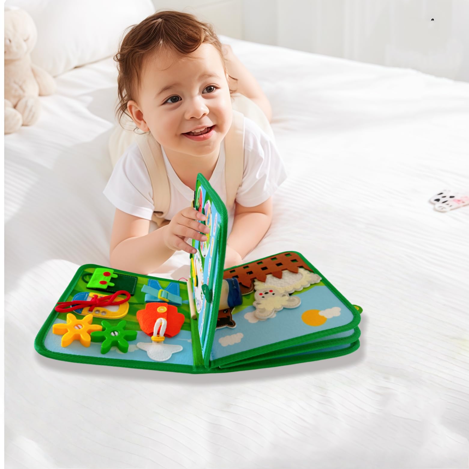 Sudadera Montessori Busy Board from 1 Year with Farm Animals, Sensory Toy & Practical Life Skills (Farm-2) - Image 4