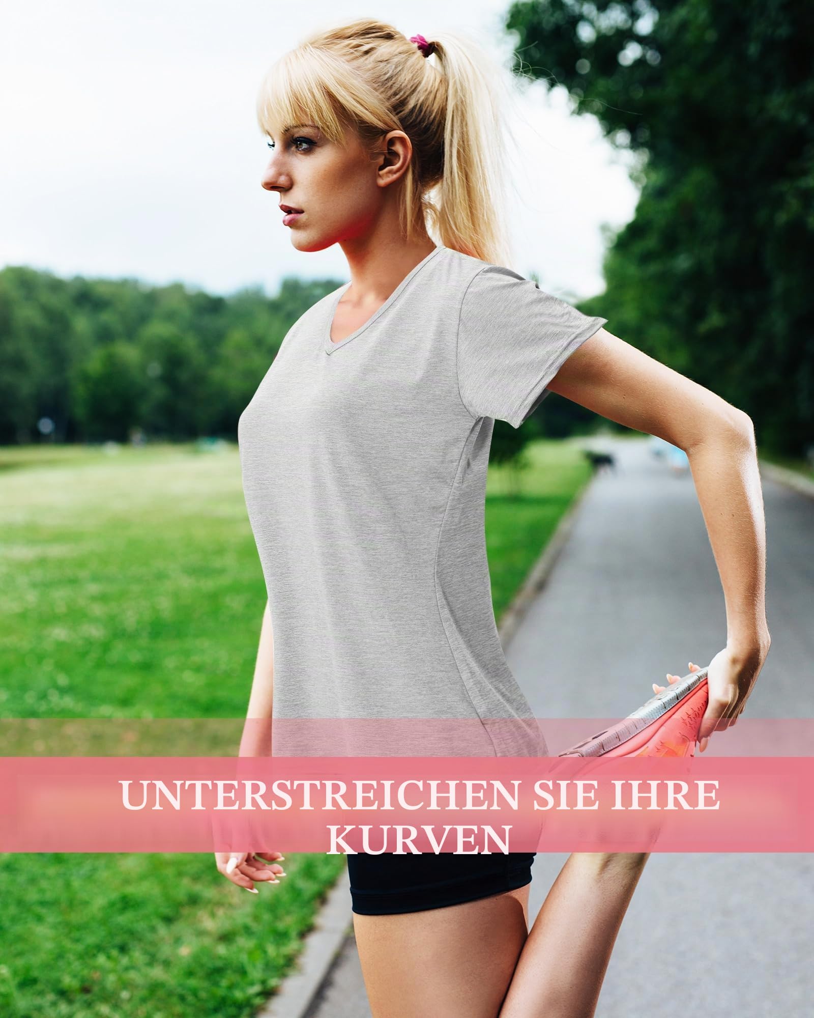 Taiyin 10 Stück schnelltrocknende Damen-T-Shirts, V-Ausschnitt, kurzärmelig, leicht, für Workout, Athletik, Yoga, Wandern, Laufen