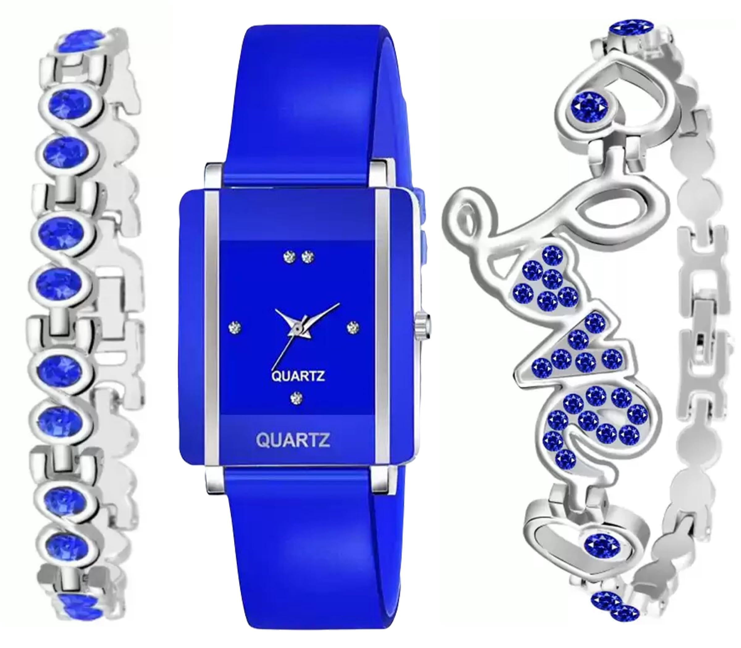 The Shopoholic Analog Square Blue Dial Watch for Girls with Pu Belt Love Bracelet for Women Gift for Teenage Girls (B0D8TQ4X3K) Amazon Price History, Amazon Price Tracker