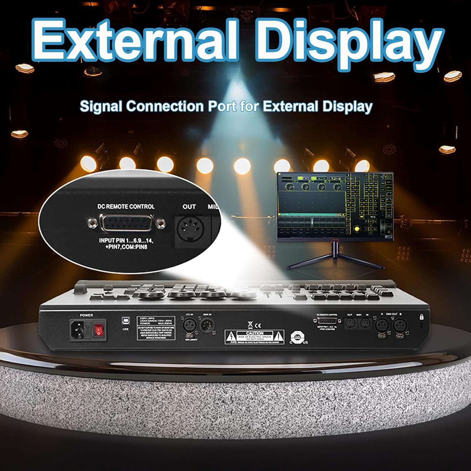 DMX - Tabla mezcladora de iluminación para controlador, consola DMX 512 para iluminación de escenario, puertos de salida DMX integrados, perfecto para espectáculos de luces de DJ y discoteca