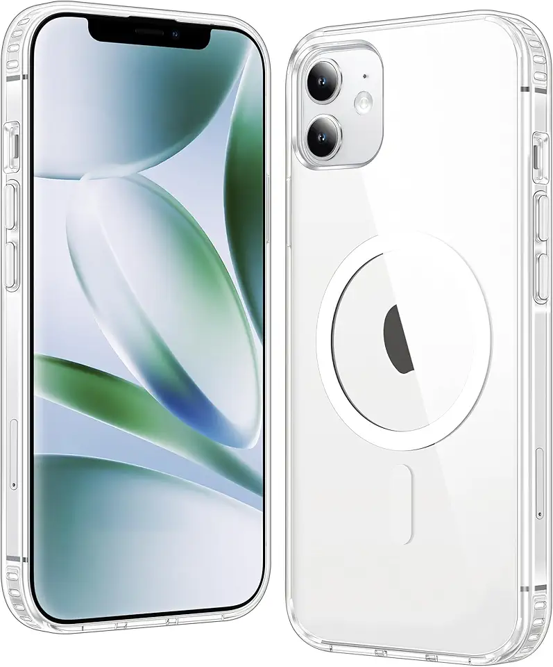 FNTCASE for iPhone 12 Clear Case: for iPhone 12 Pro Case Magnetic Military Grade Drop Protection Anti Yellowing Cell Phone Cover - Rugged Durable Shockproof Protective Bumper (Clear) Global Recycled Standard